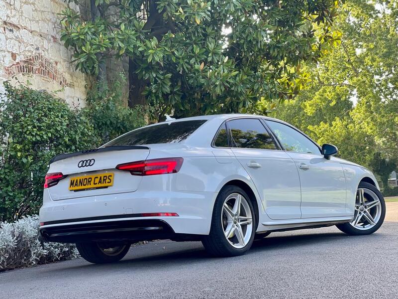 View AUDI A4 2018 AUDI A4 1.4 TFSI S LINE S TRONIC AUTO 4DR PETROL SALOON WHITE ** RS STYLING + BLACK PACK **